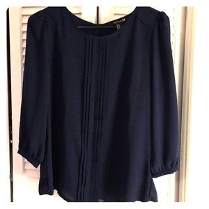 Navy Blue Button Back Blouse